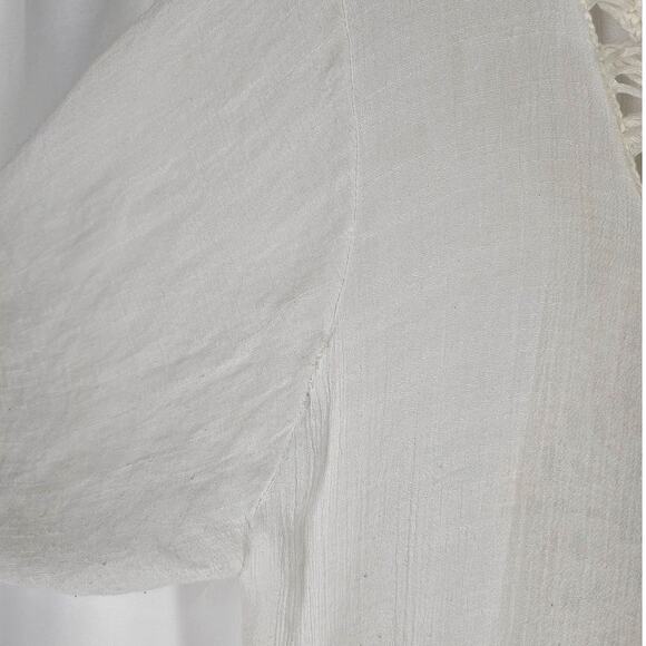 VIVID IMPORTERS WHITE CROCHET FRINGE COVER-UP CARDIGAN – SIZE L – BOHO STYLE - Picture 6 of 13